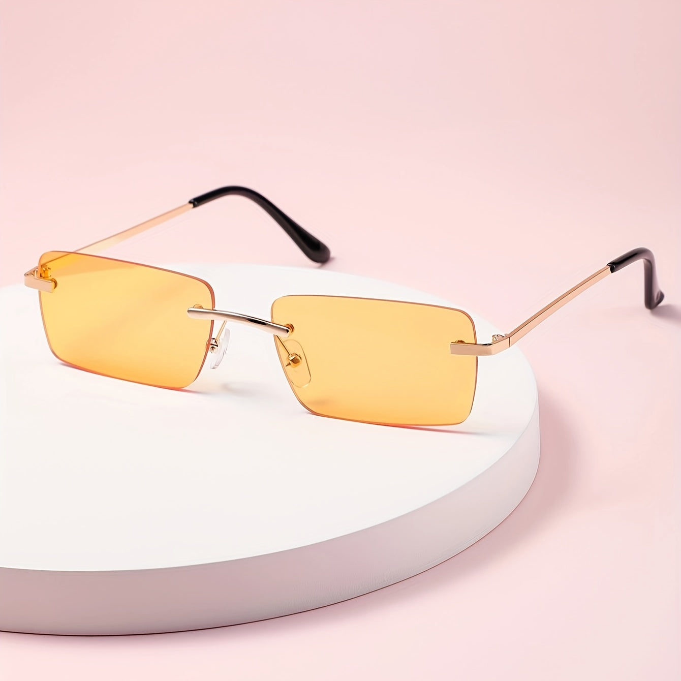 Rimless Rectangle For Women Men Summer Gradient Metal Outdoor Sun Shades For Driving Beach Travel fashion glasses