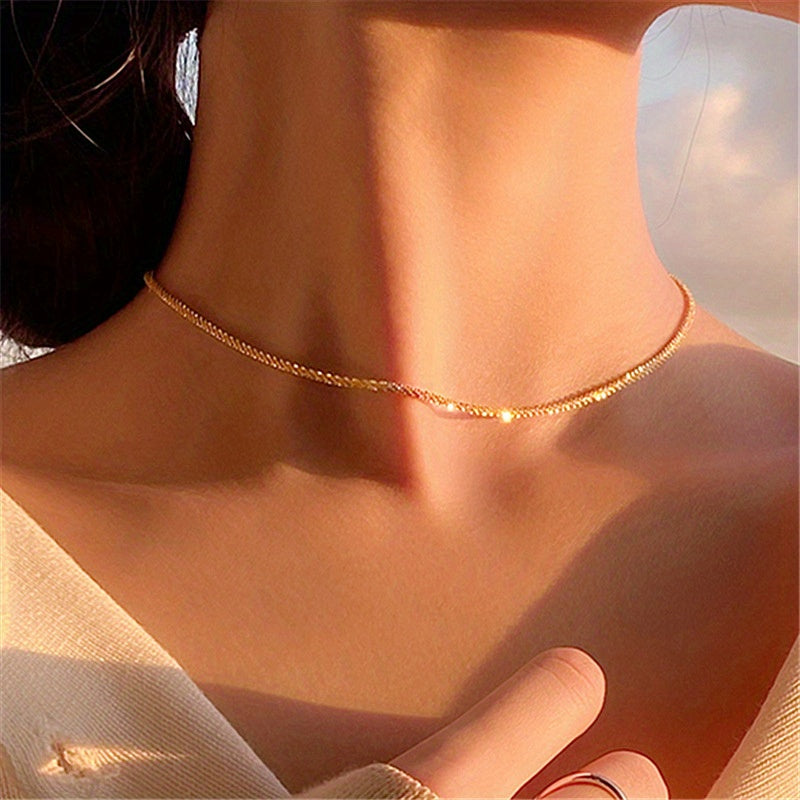 18K Gold Plated Shiny Chain Stars Shining Naked Chain Necklace