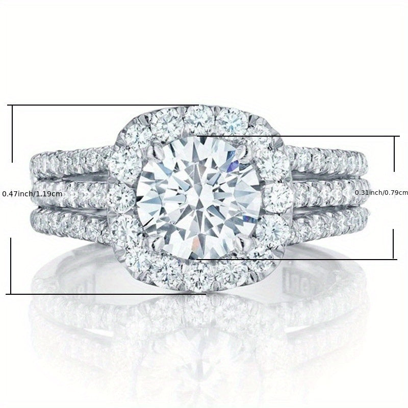 Micro Pave 3 Row zirconia Ring For Women Engagement Wedding Casual Party Jewelry