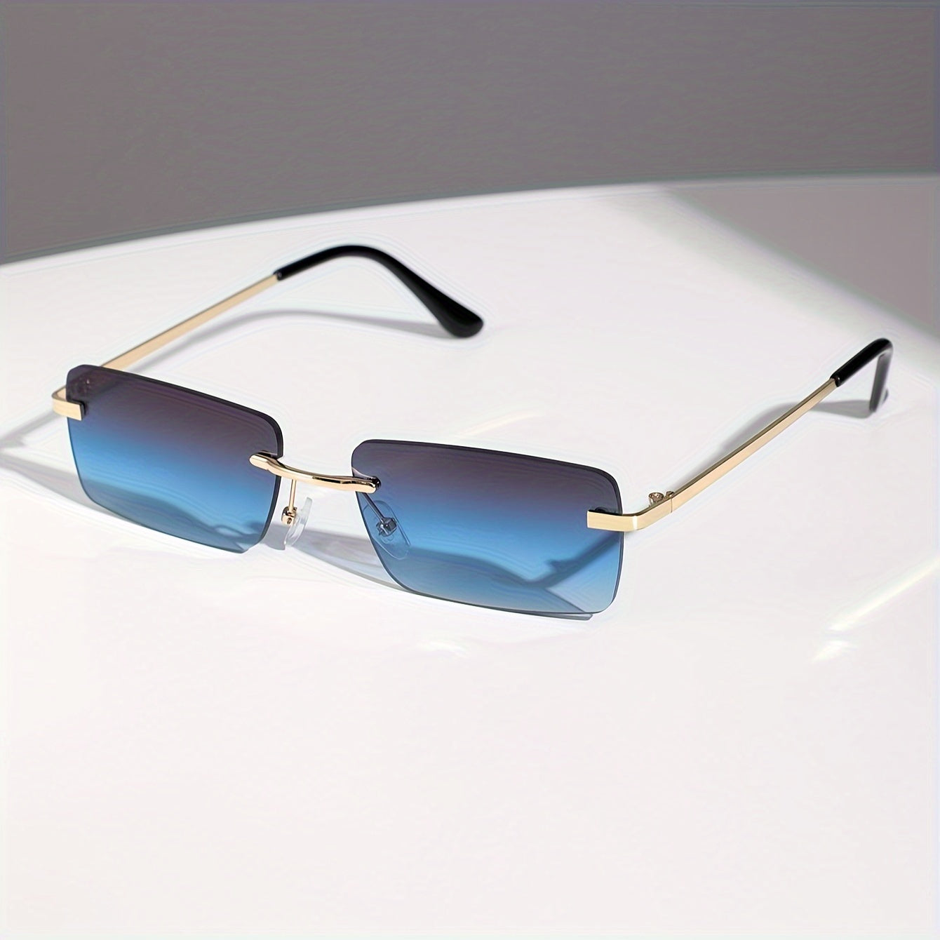 Rimless Rectangle For Women Men Summer Gradient Metal Outdoor Sun Shades For Driving Beach Travel fashion glasses