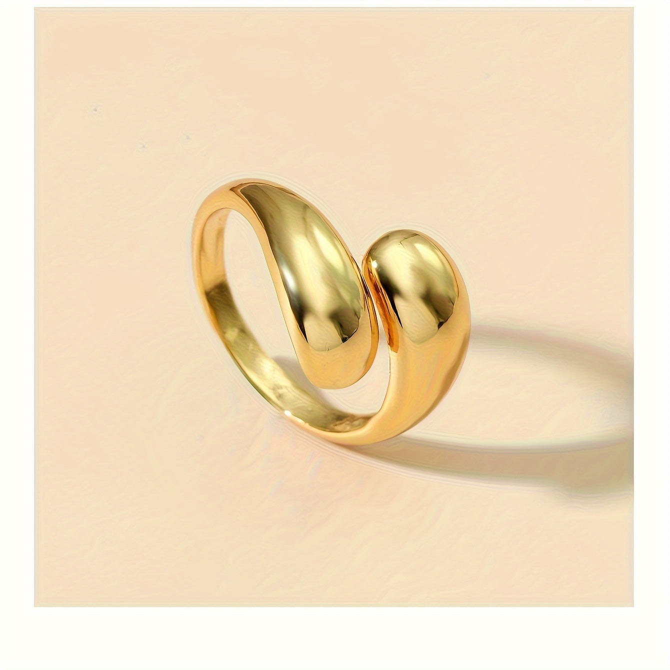 Kpop Style Ring 14k Gold Plated Polish Surface Adjustable Wrap Ring Match Daily Outfits Party Accessory Dainty Birthday Gift For Your Girl