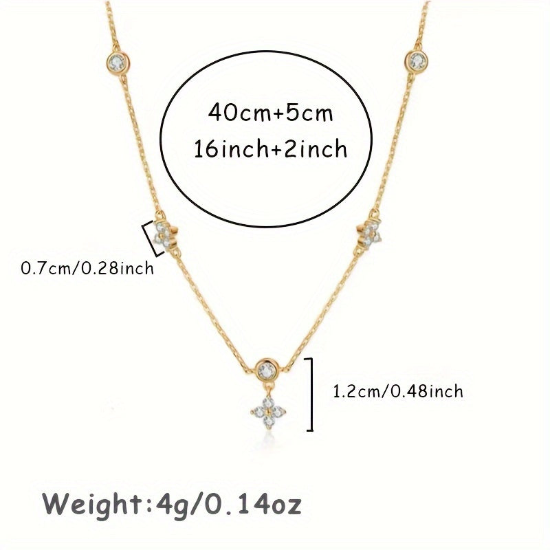 Four-leaf Clover & Round Shape zirconia Chain Necklace For Women Luxury Collar Choker Accessories