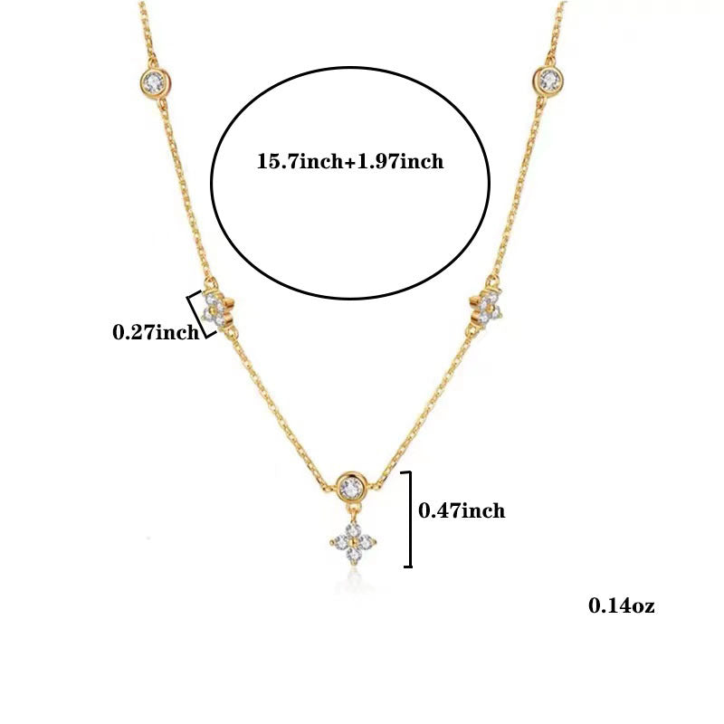 Four-leaf Clover & Round Shape zirconia Chain Necklace For Women Luxury Collar Choker Accessories