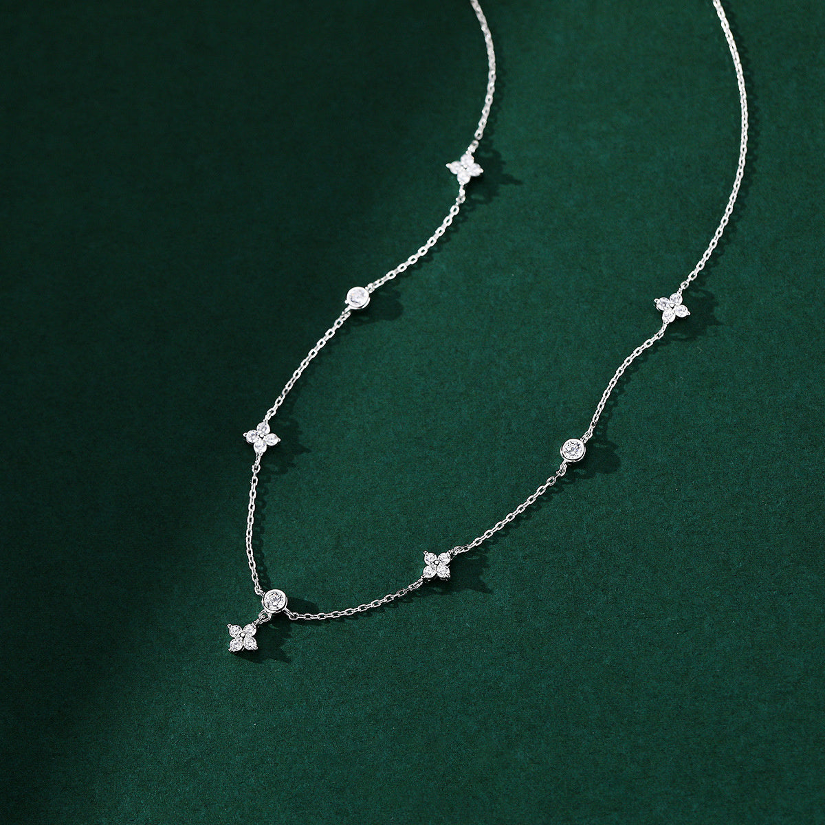 Four-leaf Clover & Round Shape zirconia Chain Necklace For Women Luxury Collar Choker Accessories