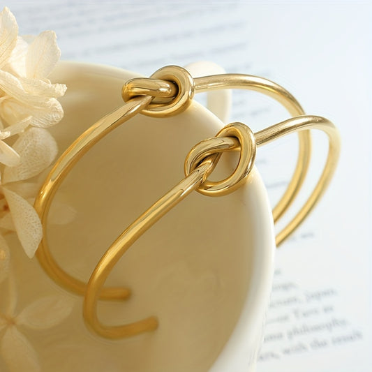 Knot Decor Cuff Bangle, Geometric Twist Design Cuff Open Bracelet