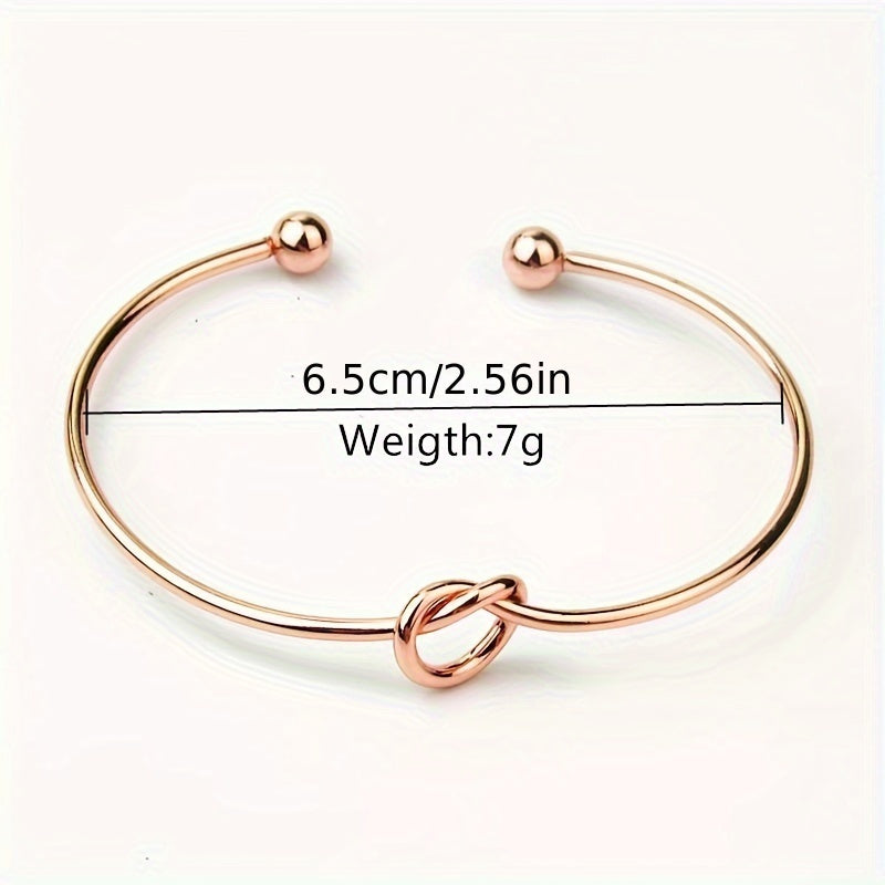 Knot Decor Cuff Bangle, Geometric Twist Design Cuff Open Bracelet
