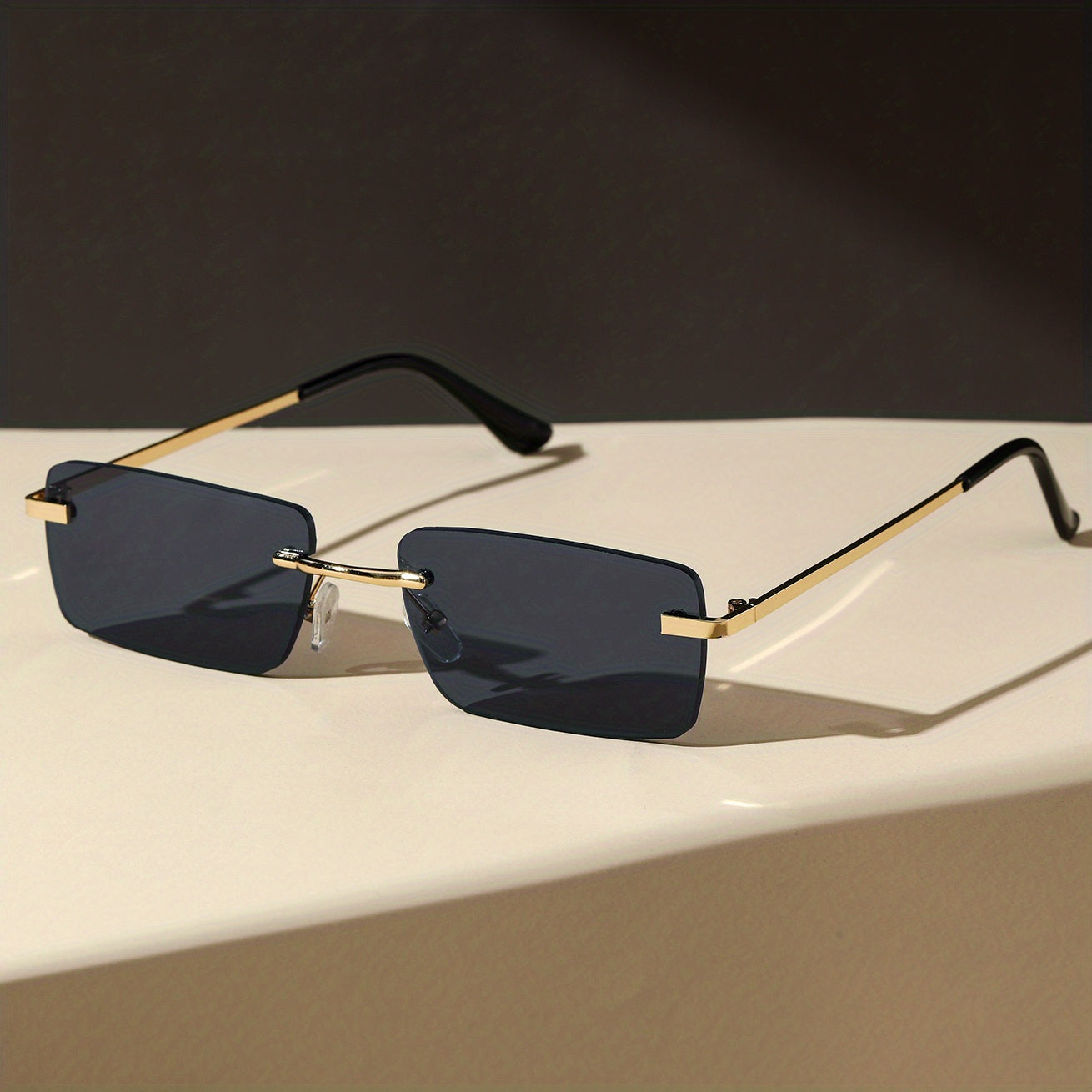 Rimless Rectangle For Women Men Summer Gradient Metal Outdoor Sun Shades For Driving Beach Travel fashion glasses