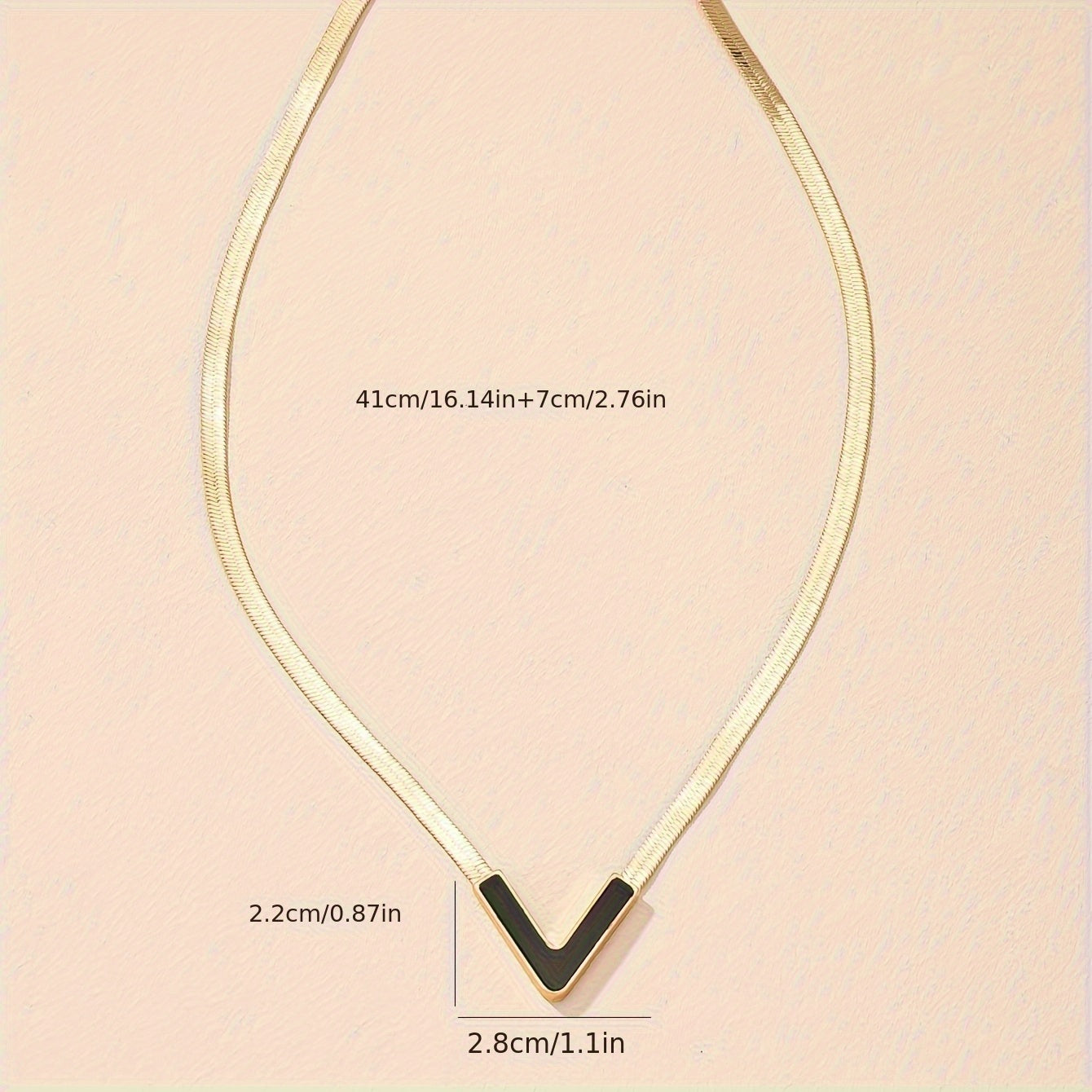18K Gold Plated Personality V-Shaped Pendant Necklace Simple Style Jewelry Gift Women's Accessories