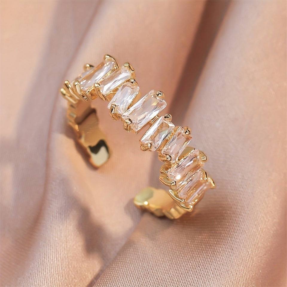 Kpop Style Cuff Ring Inlaid Shining zirconia 18k Gold Plated Multi Styles To Choose Match Daily Outfits Suitable For Men And Women