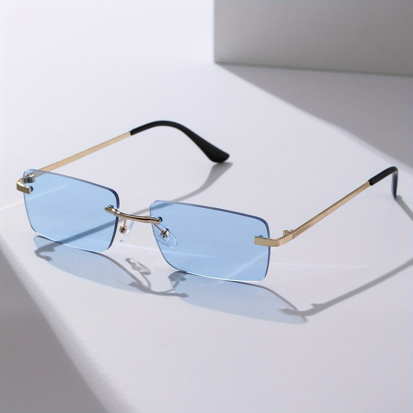 Rimless Rectangle For Women Men Summer Gradient Metal Outdoor Sun Shades For Driving Beach Travel fashion glasses