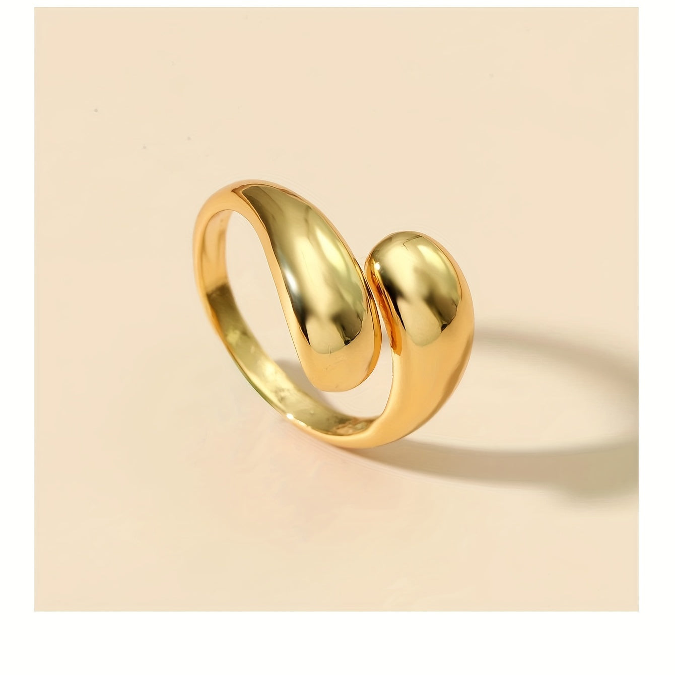 Kpop Style Ring 14k Gold Plated Polish Surface Adjustable Wrap Ring Match Daily Outfits Party Accessory Dainty Birthday Gift For Your Girl