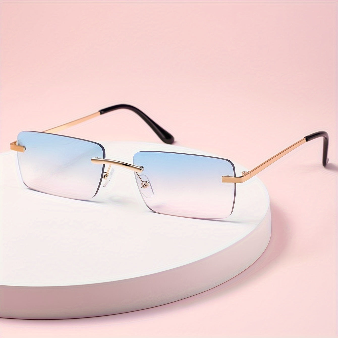 Rimless Rectangle For Women Men Summer Gradient Metal Outdoor Sun Shades For Driving Beach Travel fashion glasses