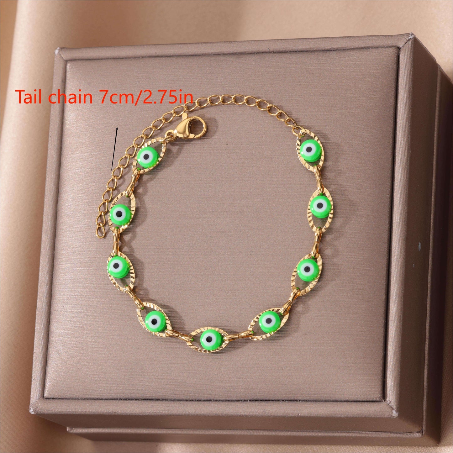 Stainless Steel Plated Evil's Eye Charm Bracelet Good Luck Hand Jewelry Accessories