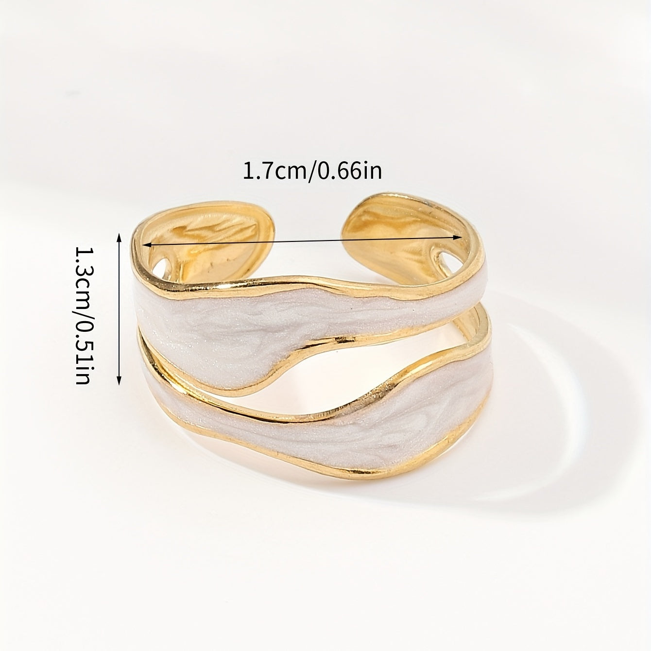 1pc Exquisite White/Dark Blue/Green/Steel White Enamel Creative Ring, Stainless Steel Irregular Opening Adjustable Ring For Men