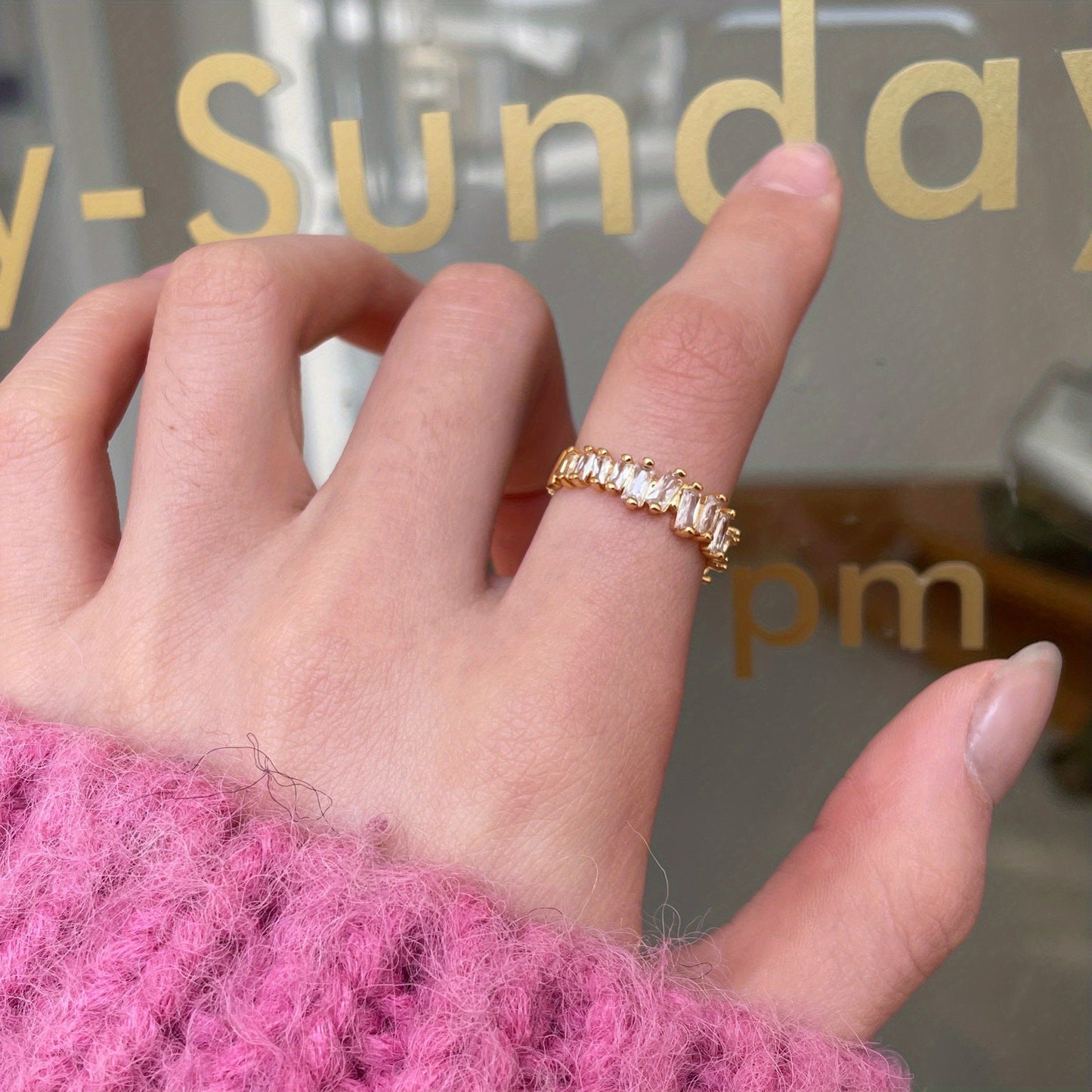 Kpop Style Cuff Ring Inlaid Shining zirconia 18k Gold Plated Multi Styles To Choose Match Daily Outfits Suitable For Men And Women