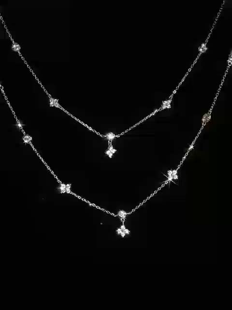 Four-leaf Clover & Round Shape zirconia Chain Necklace For Women Luxury Collar Choker Accessories