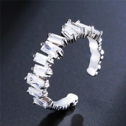 Kpop Style Cuff Ring Inlaid Shining zirconia 18k Gold Plated Multi Styles To Choose Match Daily Outfits Suitable For Men And Women