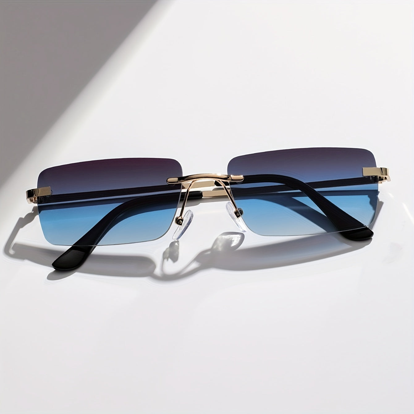 Rimless Rectangle For Women Men Summer Gradient Metal Outdoor Sun Shades For Driving Beach Travel fashion glasses