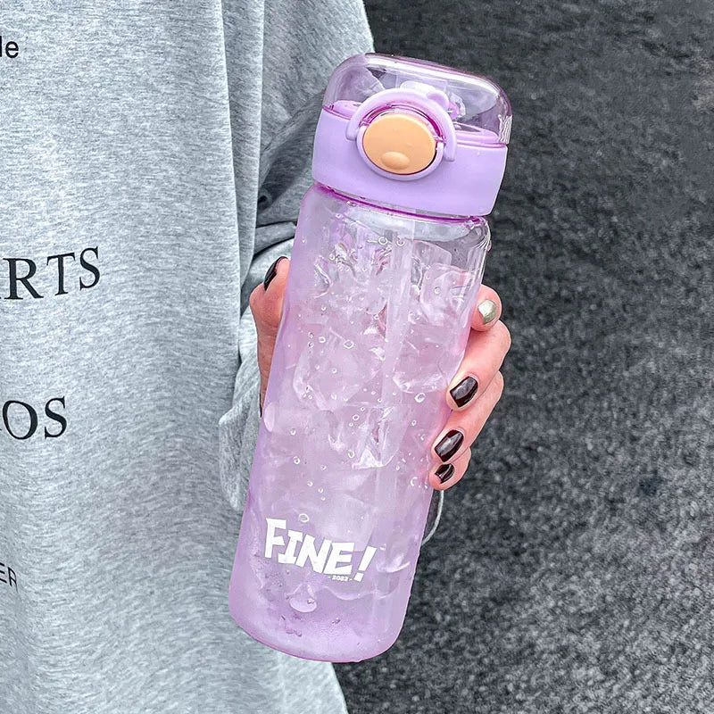 500/600ML Large Capacity Plastic Straw Water Bottles For School Sports Water Bottle BPA Free Portable Leak-proof Drinkware Cup