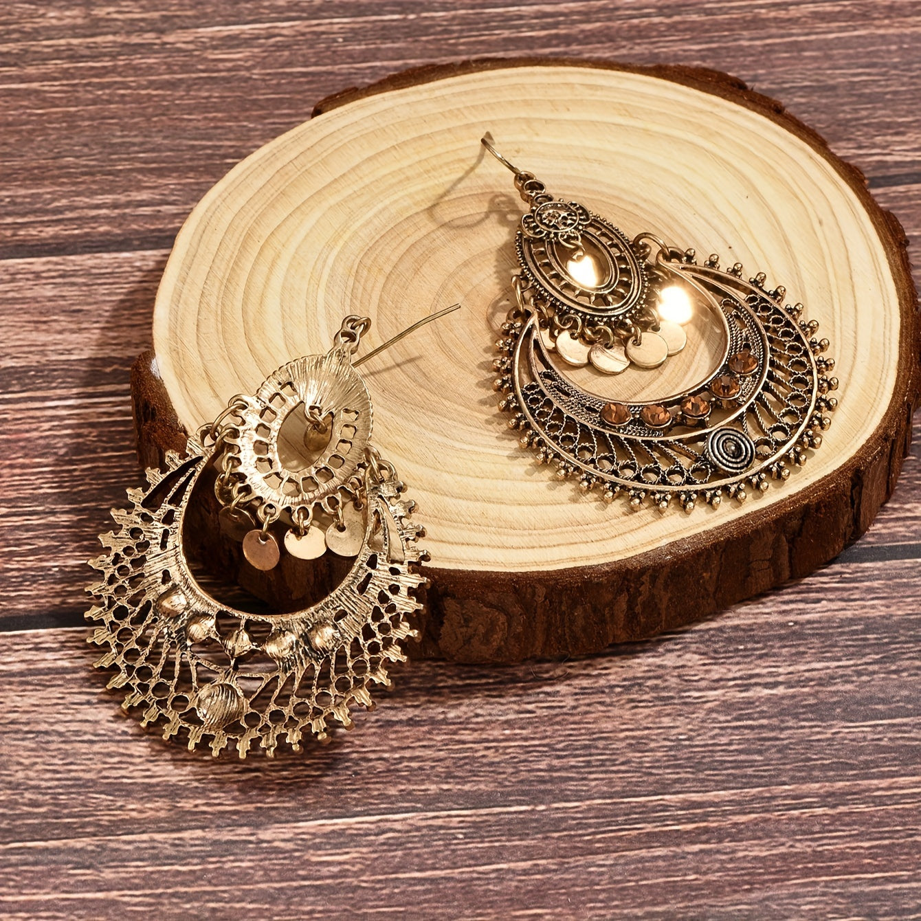 Hollow Retro Bohemian Dangle Earrings Zinc Alloy Jewelry Exquisite Gift For Women Holiday Party Engagement