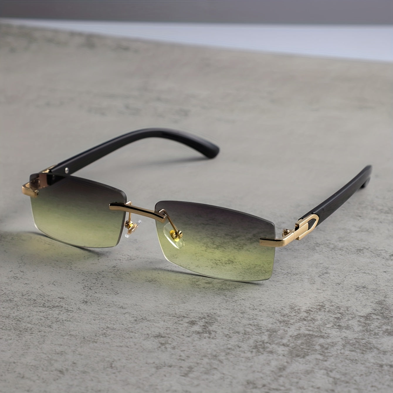 Rimless Rectangular Fashion For Women Men Gradient Sun Shades Glasses For Summer Beach Vacation Travel fashion glasses