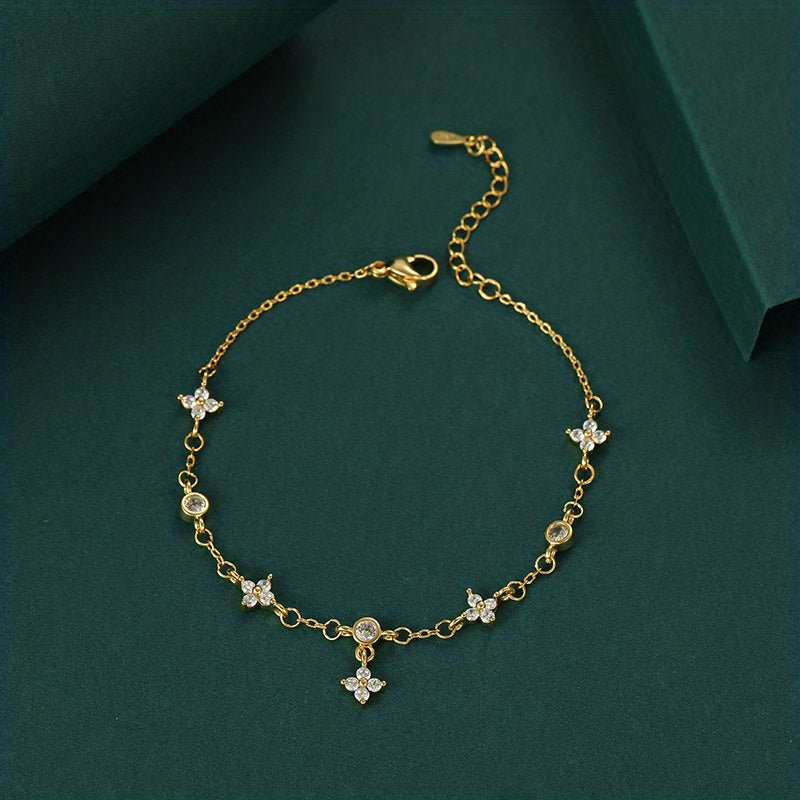 Four-leaf Clover & Round Shape zirconia Chain Necklace For Women Luxury Collar Choker Accessories