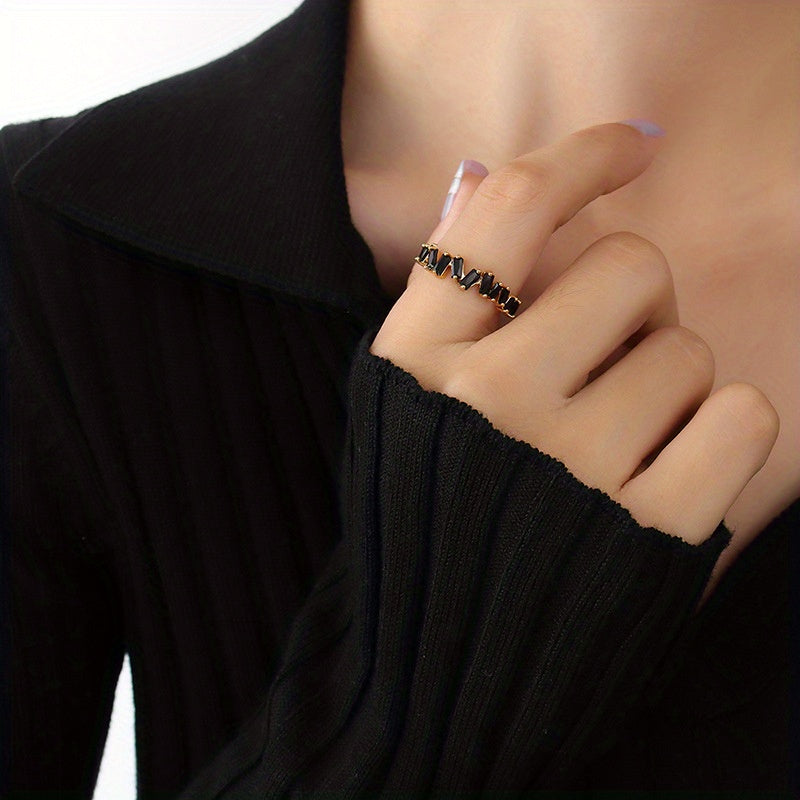 Kpop Style Cuff Ring Inlaid Shining zirconia 18k Gold Plated Multi Styles To Choose Match Daily Outfits Suitable For Men And Women