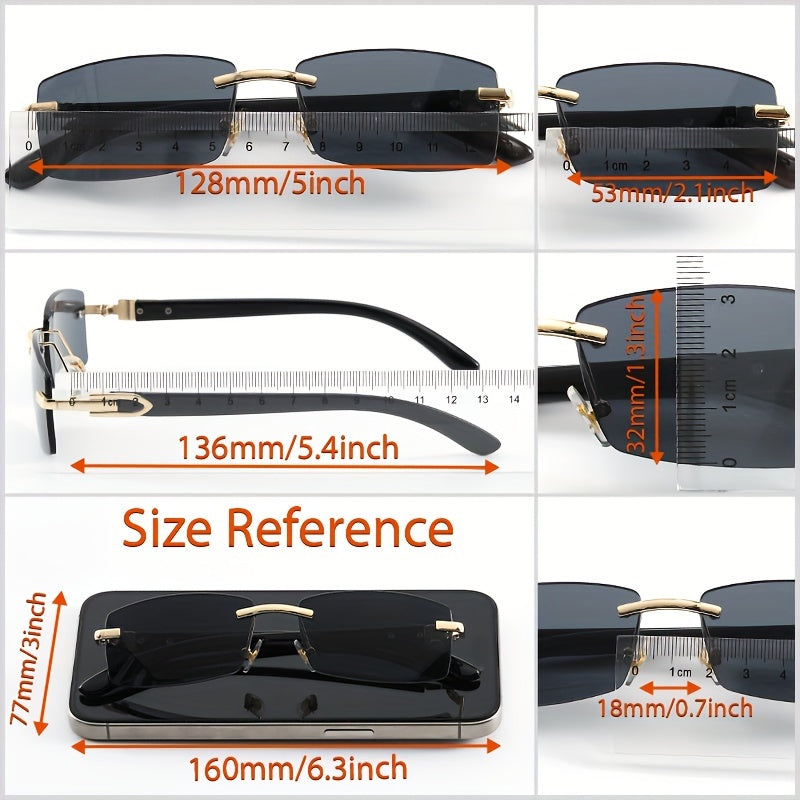 Rimless Rectangular Fashion For Women Men Gradient Sun Shades Glasses For Summer Beach Vacation Travel fashion glasses