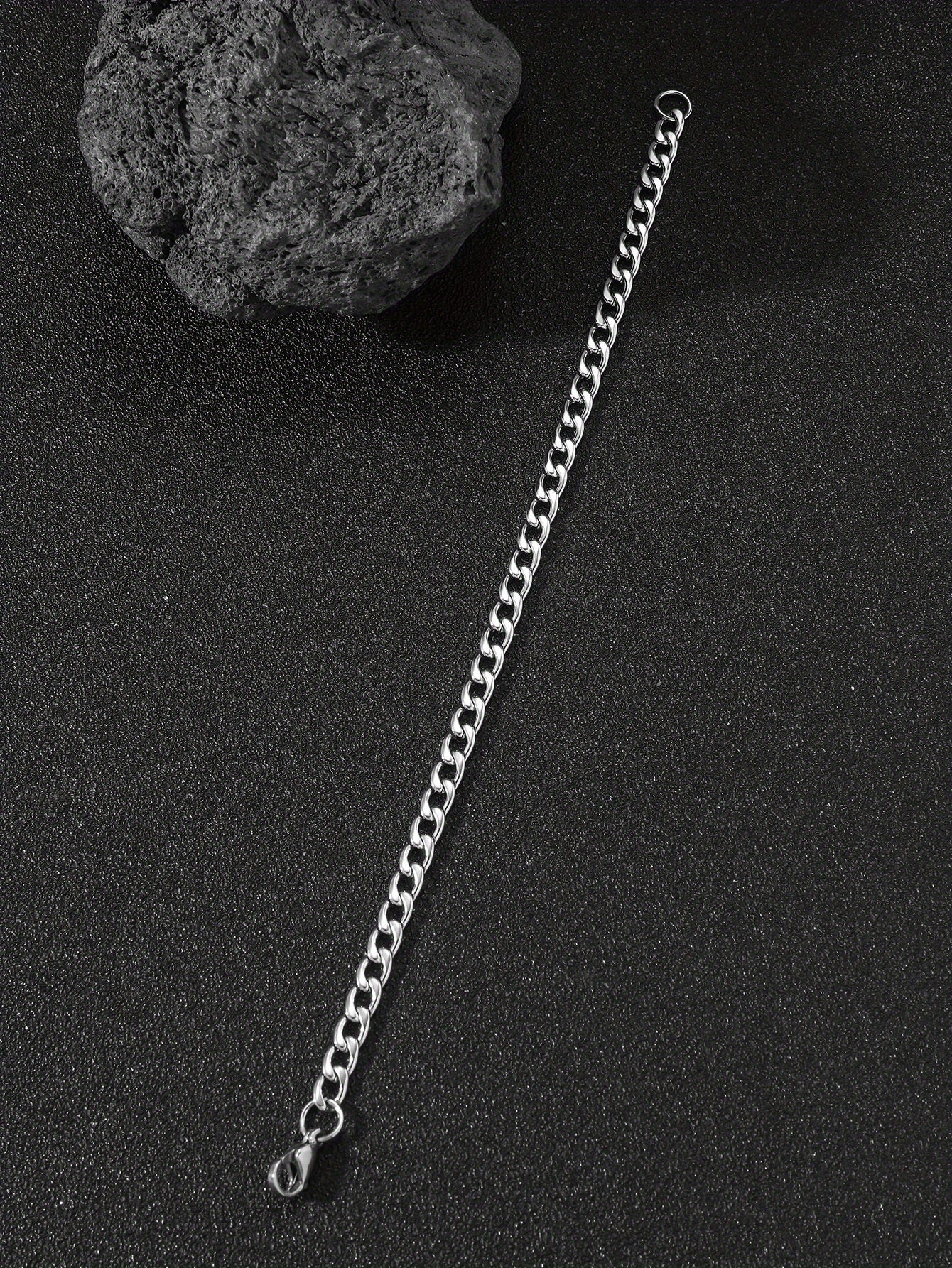 1pc Men's Minimalist Stainless Steel Chain Bracelet Hip Hop Jewelry