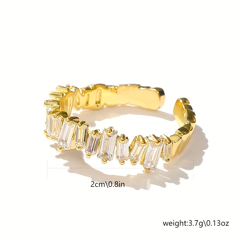 Kpop Style Cuff Ring Inlaid Shining zirconia 18k Gold Plated Multi Styles To Choose Match Daily Outfits Suitable For Men And Women