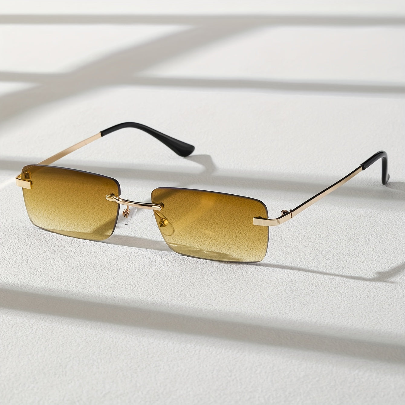 Rimless Rectangle For Women Men Summer Gradient Metal Outdoor Sun Shades For Driving Beach Travel fashion glasses