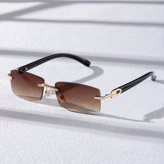 Rimless Rectangular Fashion For Women Men Gradient Sun Shades Glasses For Summer Beach Vacation Travel fashion glasses