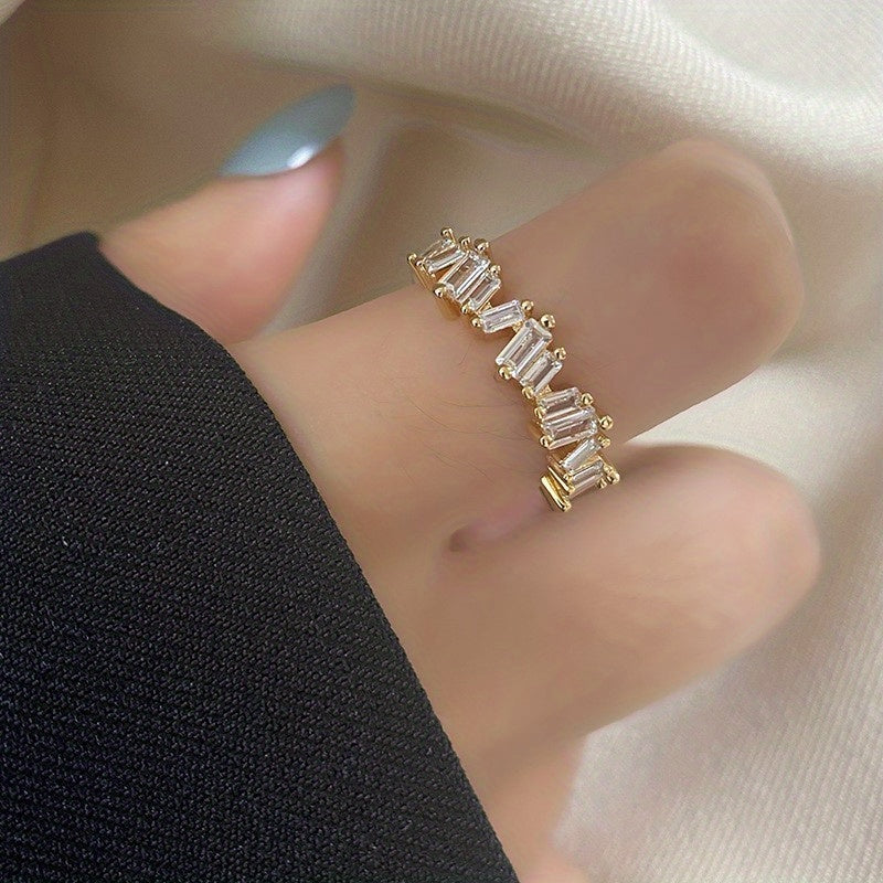Kpop Style Cuff Ring Inlaid Shining zirconia 18k Gold Plated Multi Styles To Choose Match Daily Outfits Suitable For Men And Women