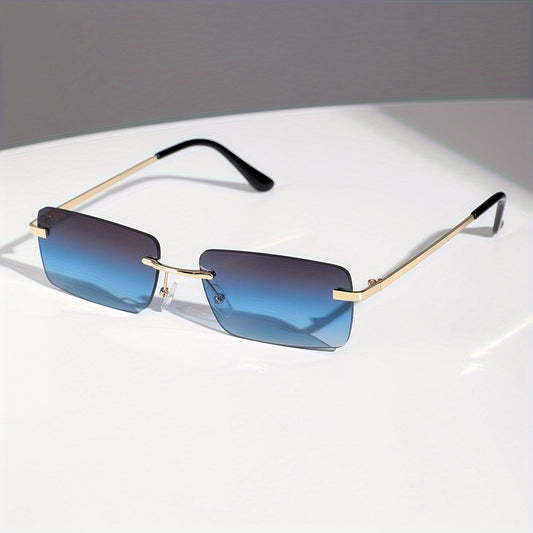Rimless Rectangle For Women Men Summer Gradient Metal Outdoor Sun Shades For Driving Beach Travel fashion glasses