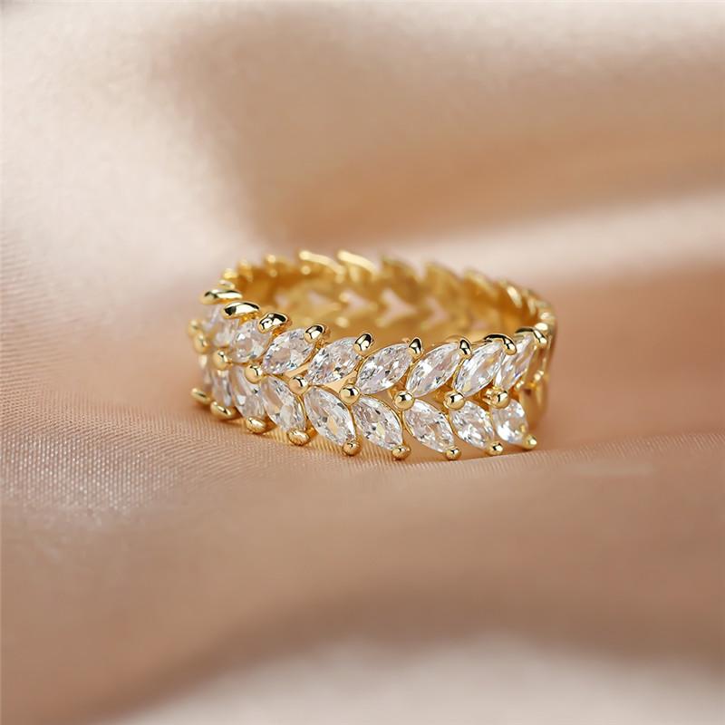 Exquisite Double Rows Copper Promise Ring Full Of Shiny zirconia Bridal Wedding Rings For Women