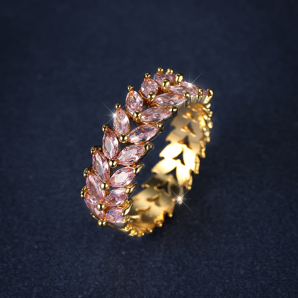 Exquisite Double Rows Copper Promise Ring Full Of Shiny zirconia Bridal Wedding Rings For Women