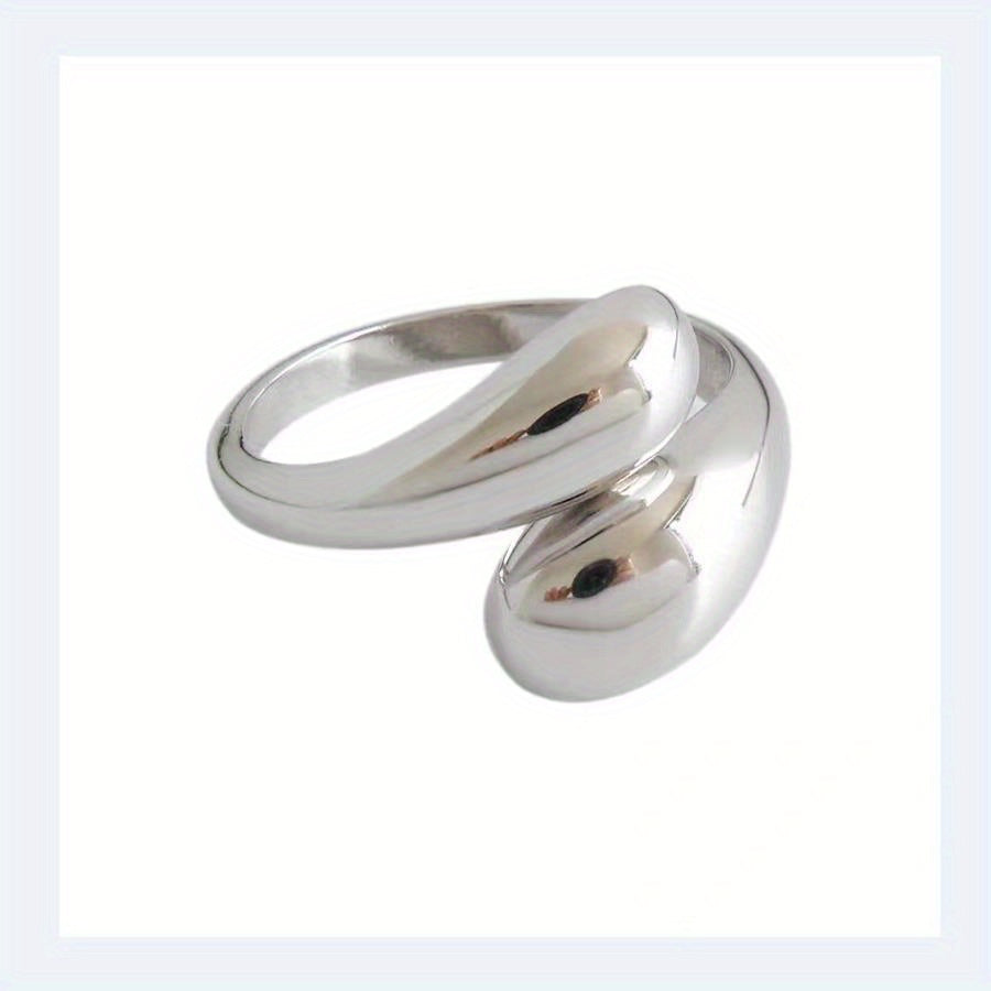 Kpop Style Ring 14k Gold Plated Polish Surface Adjustable Wrap Ring Match Daily Outfits Party Accessory Dainty Birthday Gift For Your Girl
