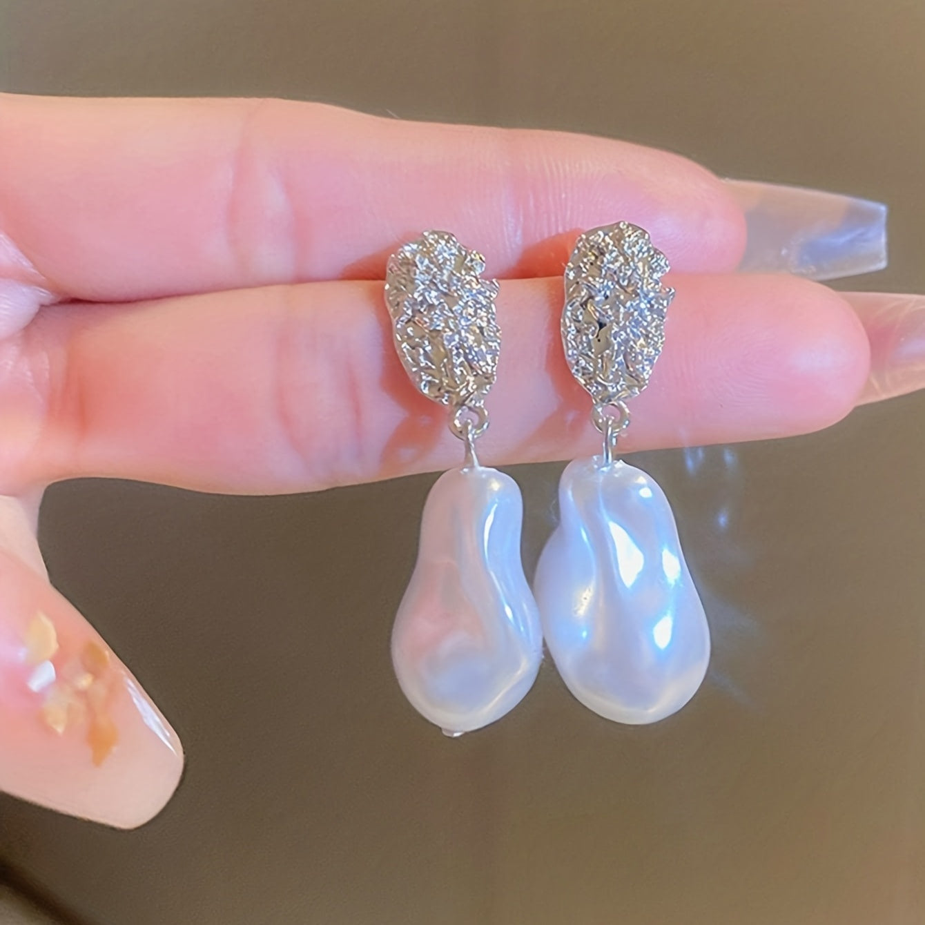 Irregular Faux Pearl Decor Dangle Earrings Alloy Jewelry Match Daily Outfits Party Accessories Golden Or Silvery Pick One U Prefer