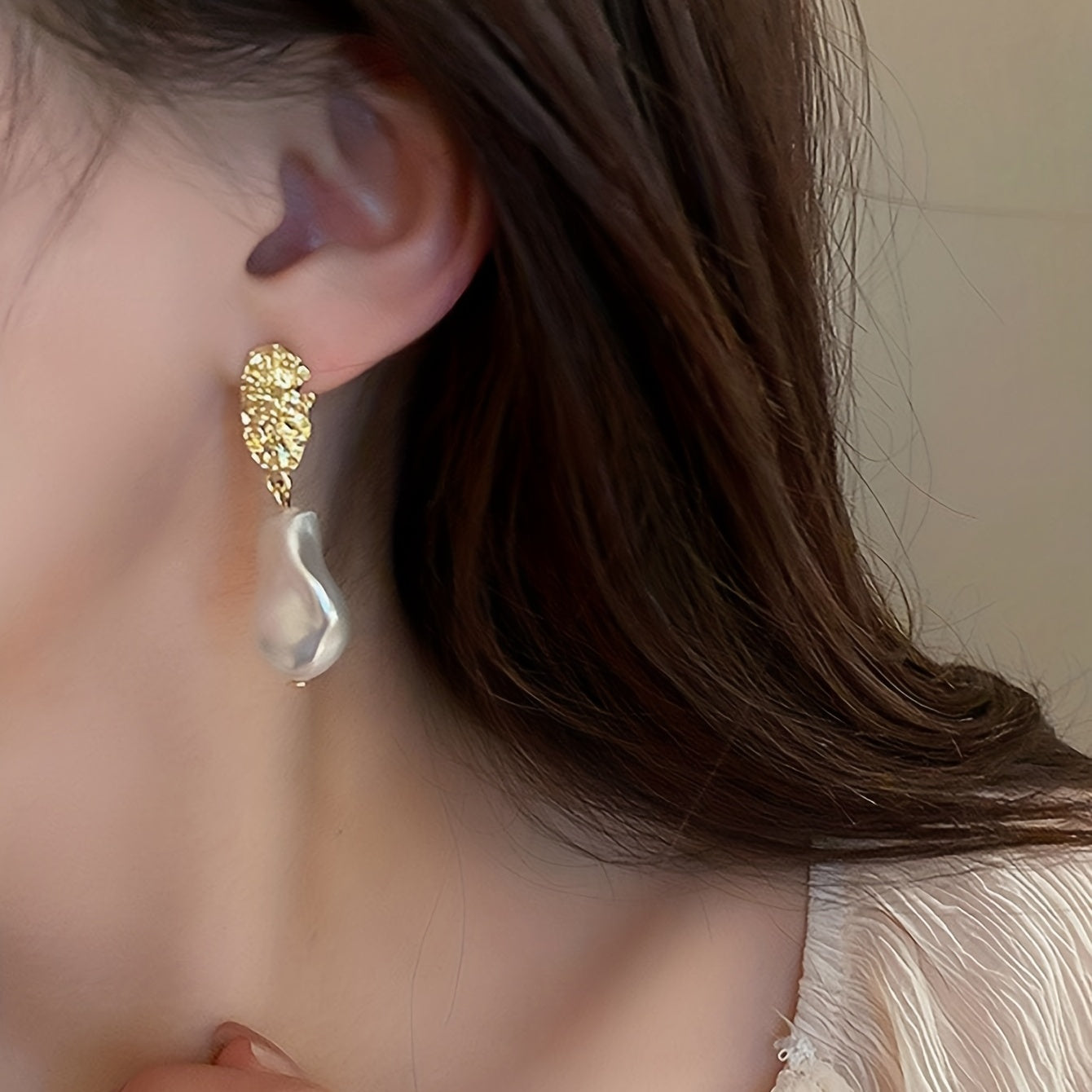 Irregular Faux Pearl Decor Dangle Earrings Alloy Jewelry Match Daily Outfits Party Accessories Golden Or Silvery Pick One U Prefer