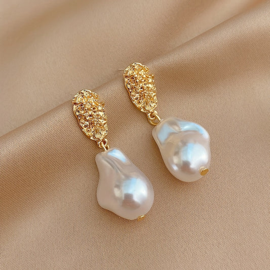 Irregular Faux Pearl Decor Dangle Earrings Alloy Jewelry Match Daily Outfits Party Accessories Golden Or Silvery Pick One U Prefer