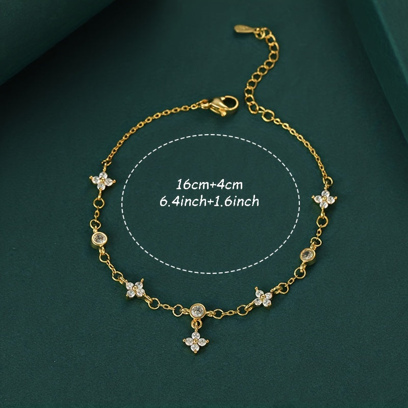 Four-leaf Clover & Round Shape zirconia Chain Necklace For Women Luxury Collar Choker Accessories