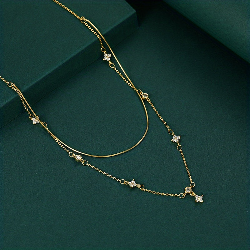 Four-leaf Clover & Round Shape zirconia Chain Necklace For Women Luxury Collar Choker Accessories