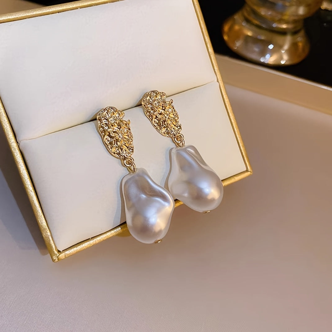 Irregular Faux Pearl Decor Dangle Earrings Alloy Jewelry Match Daily Outfits Party Accessories Golden Or Silvery Pick One U Prefer