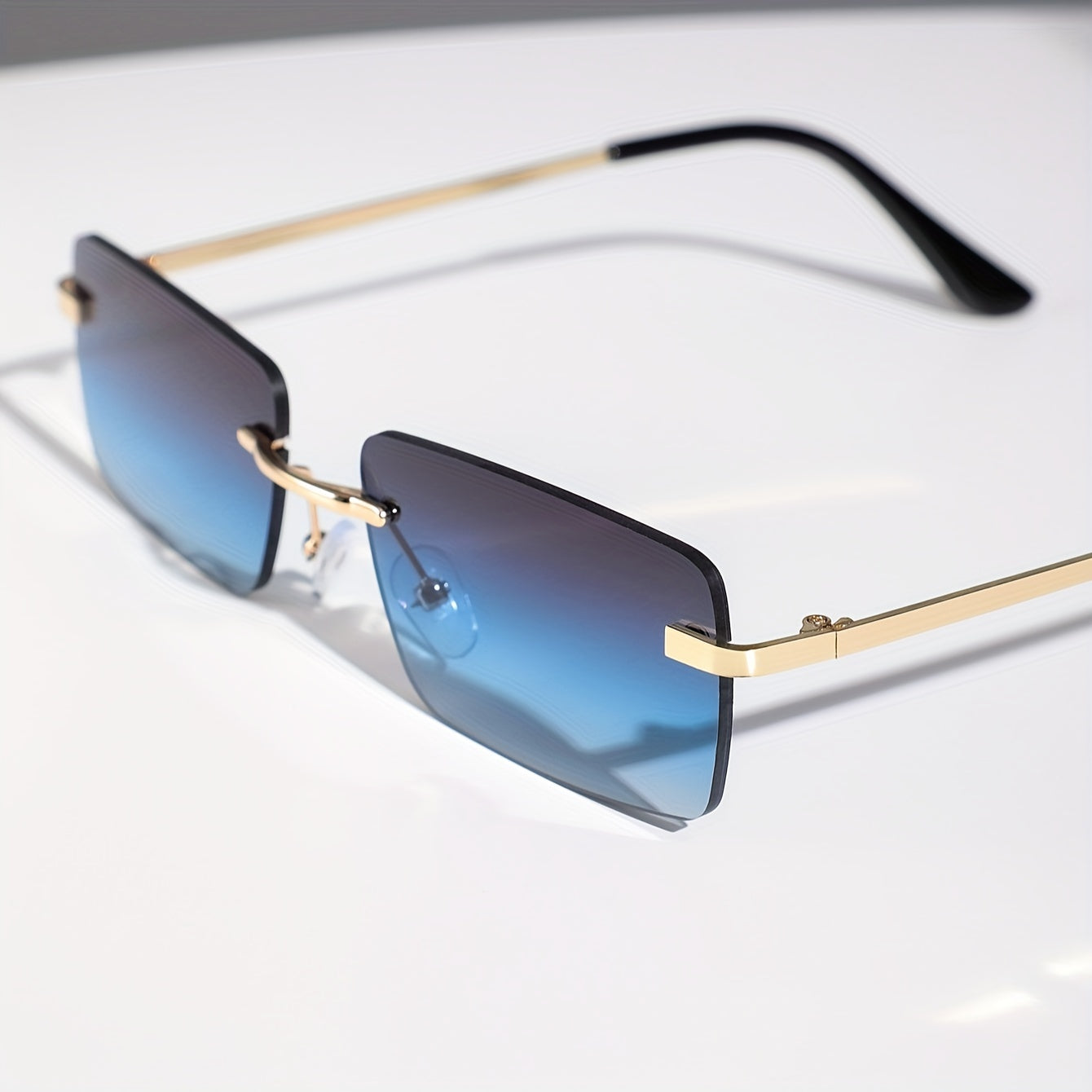 Rimless Rectangle For Women Men Summer Gradient Metal Outdoor Sun Shades For Driving Beach Travel fashion glasses