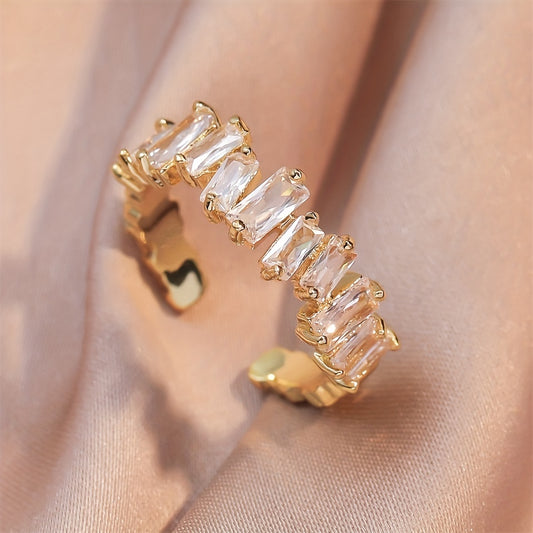 Kpop Style Cuff Ring Inlaid Shining zirconia 18k Gold Plated Multi Styles To Choose Match Daily Outfits Suitable For Men And Women
