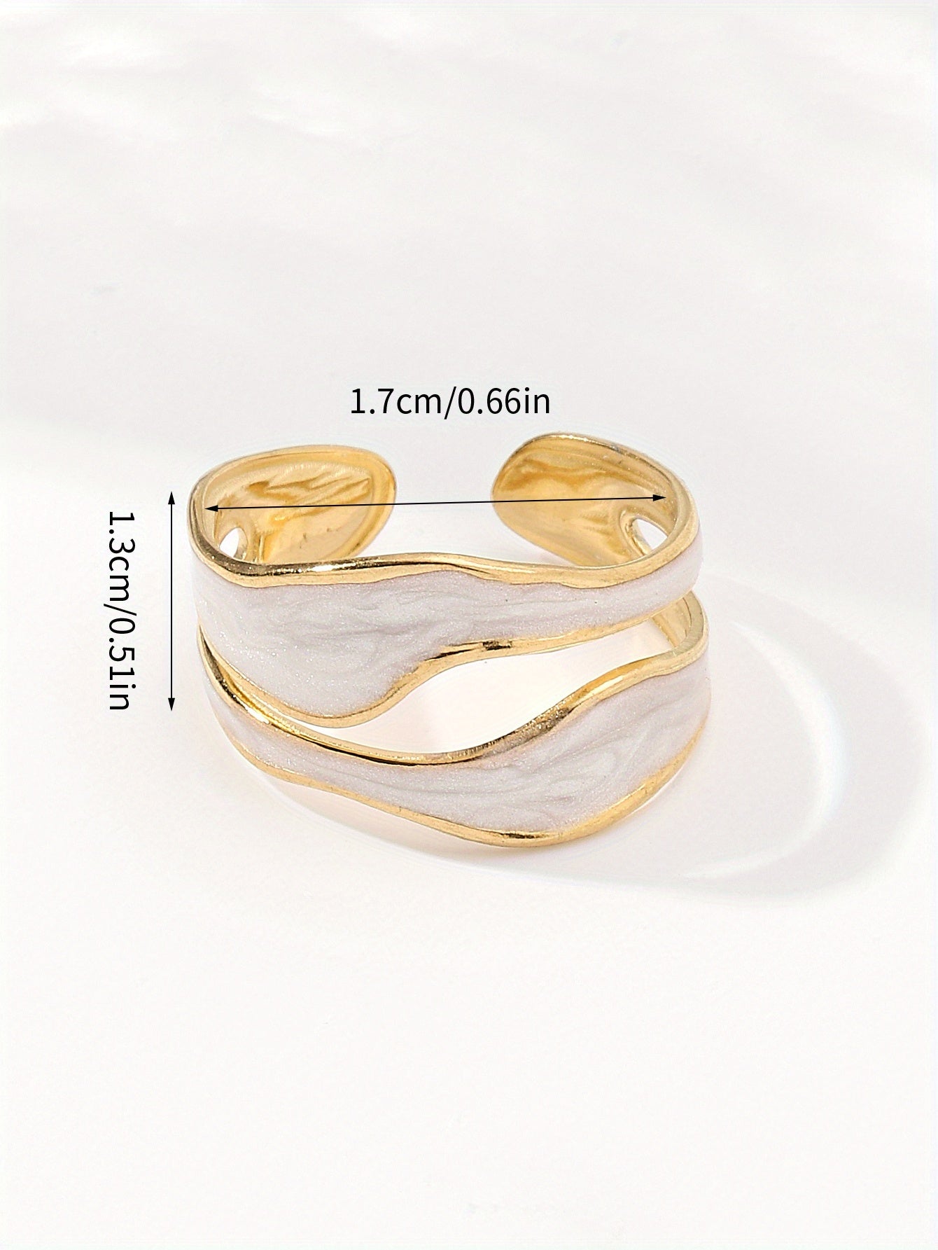 1pc Exquisite White/Dark Blue/Green/Steel White Enamel Creative Ring, Stainless Steel Irregular Opening Adjustable Ring For Men