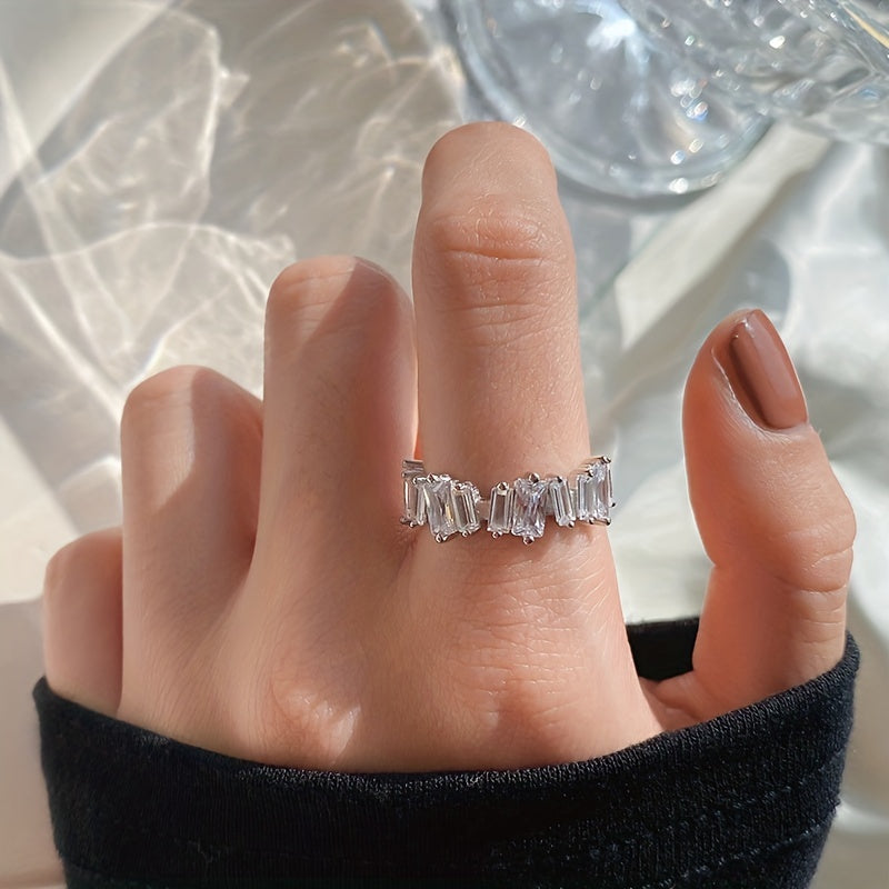 Kpop Style Cuff Ring Inlaid Shining zirconia 18k Gold Plated Multi Styles To Choose Match Daily Outfits Suitable For Men And Women
