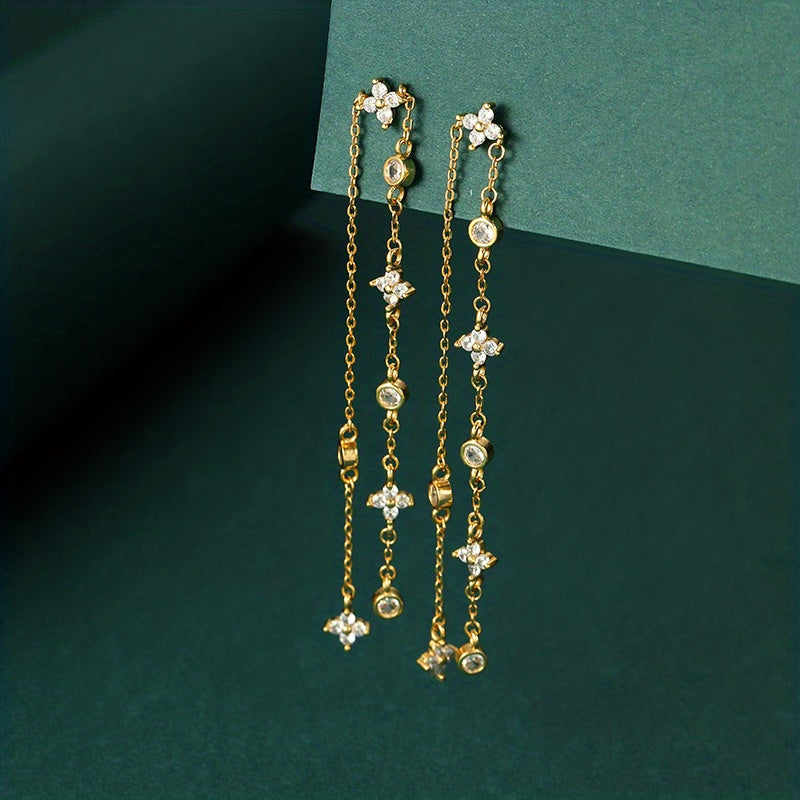 Four-leaf Clover & Round Shape zirconia Chain Necklace For Women Luxury Collar Choker Accessories