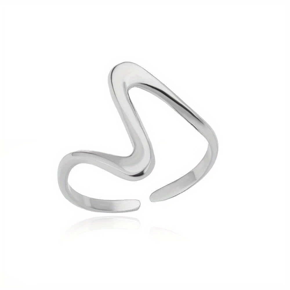 Kpop Style Cuff Ring Made Of Stainless Steel 18k Gold Plated Trendy Wave Shape Match Daily Outfits Suitable For Men And Women Light Luxury Jewelry