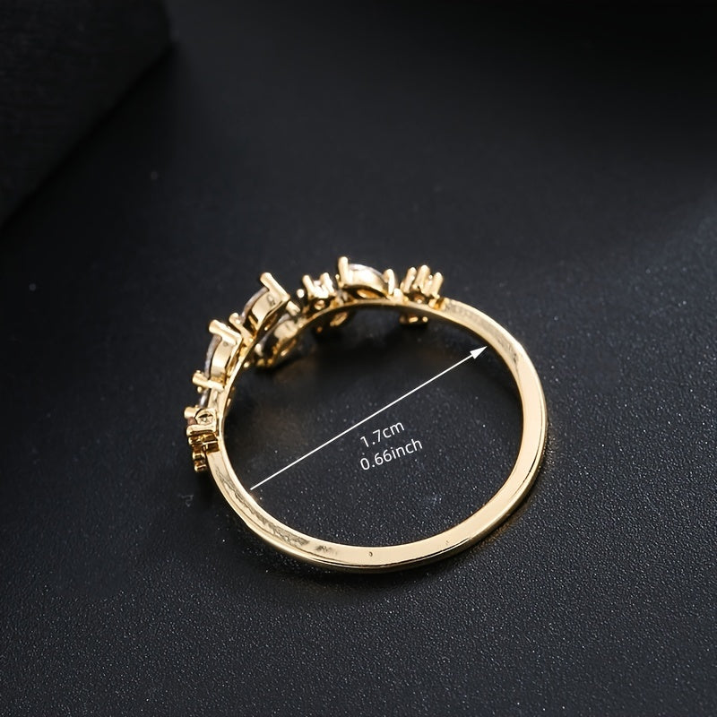 Leaf Inlaid zirconia Open Ring Silver Plated Adjustable Fine Jewelry For Women Party Banquet Wedding Decor